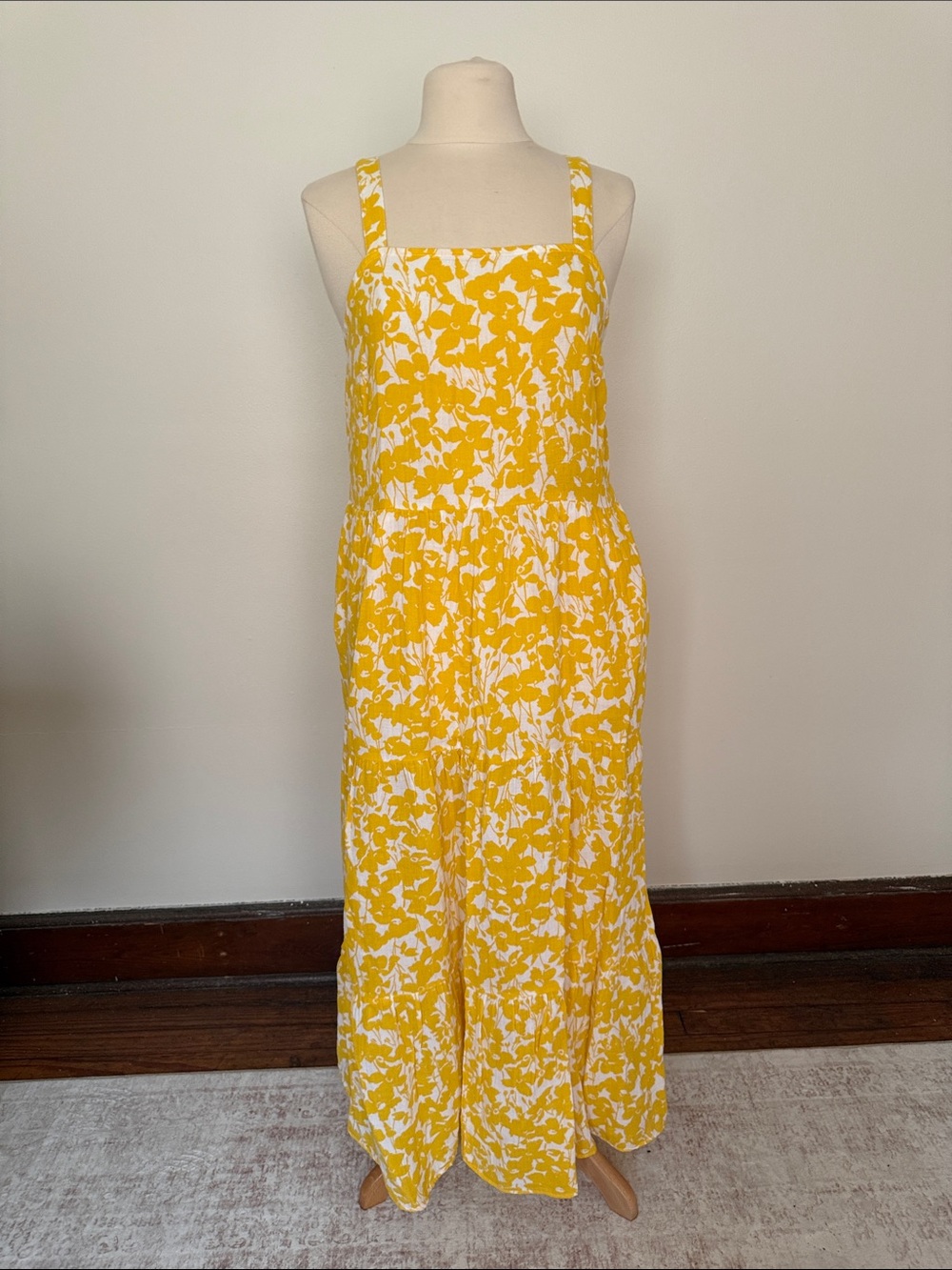 Sunlit Yellow Floral Square-Neck Jumpsuit